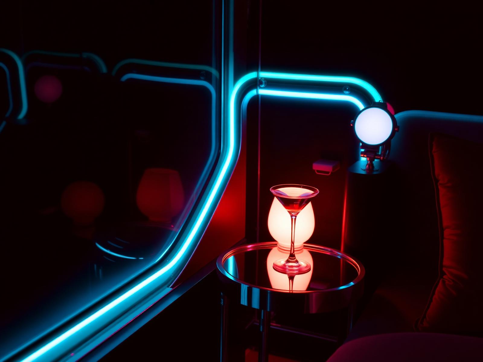 The 80s mood — Mirrors, chrome, champagne, synth-pop and cinematic nightlife.